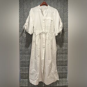 Hevron White Cotton Dress